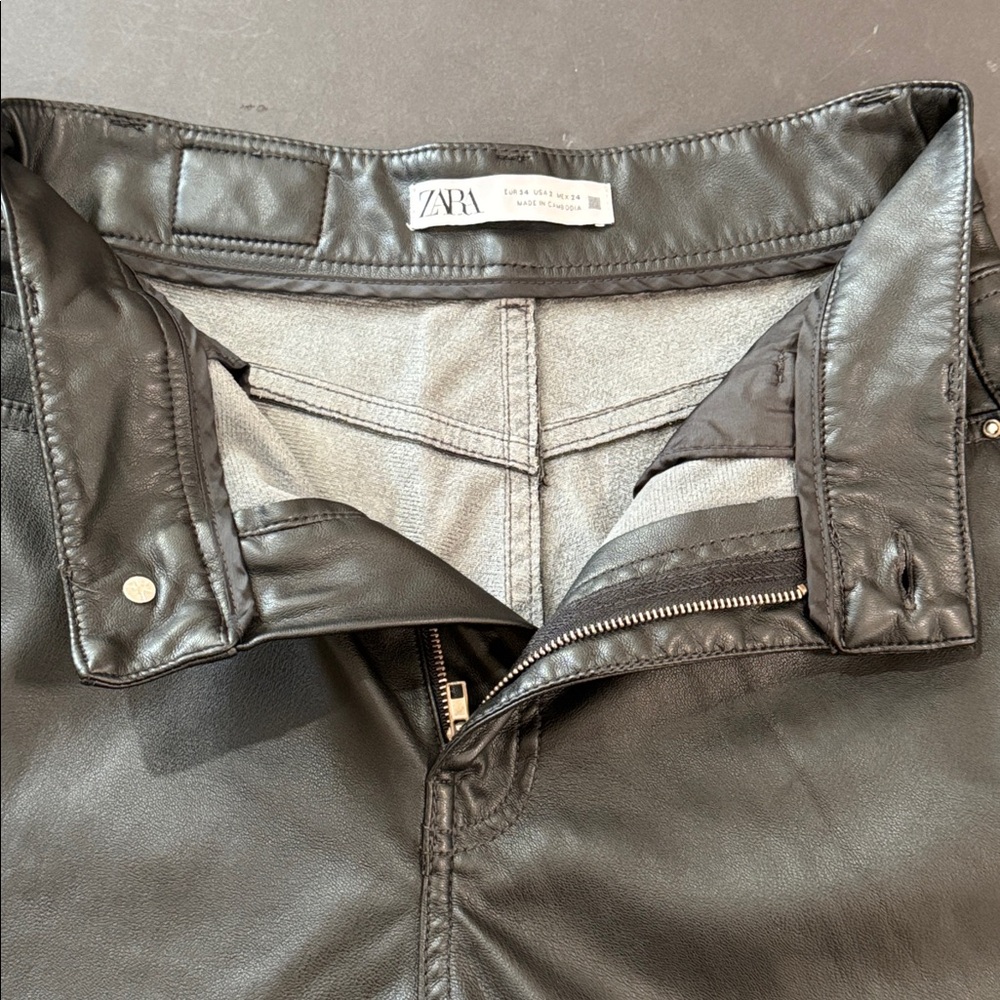 Zara Black Leather Pants 2 - Picture 8 of 16